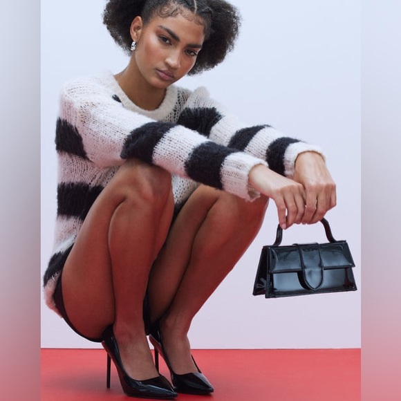 STEVE MADDEN Evelyn Black Patent Leather Pumps Heels Sleek Sexy Chic Shoes Sz 8 - Picture 4 of 16